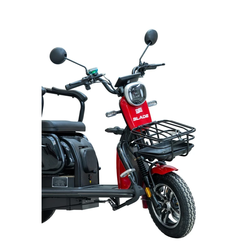 Triciclu electric persoane BLADE VIVA 14, 500W, 60V 20Ah, autonomie 50 km, viteza maxima de 25 km/h, conform reglementarilor UE, fara permis, Rosu-Negru