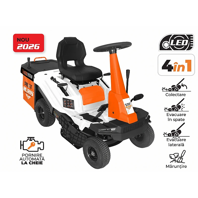 Tractoras de tuns gazon RURIS RX PILOT 003CVT, Motor Rato 7.5 CP, Transmisie CVT, Latime 61 cm