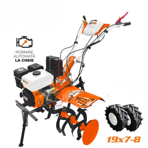 Motocultor RURIS DAC185 PRO + roti cauciuc 19x7-8, Putere 8.5 CP, Pornire la cheie si demaror, Carcasa transmisie fonta nodulara, Model 2026