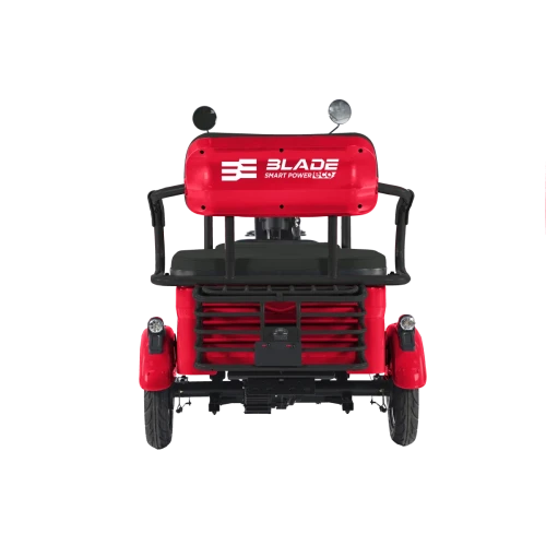 Triciclu electric Blade TRIP X2 2000 W, autonomie pana la 70 km, baterie plumb- acid 72 V 20 Ah, viteza maxima de 25 km/h, conform reglementarilor UE, fara permis, Rosu-Negru