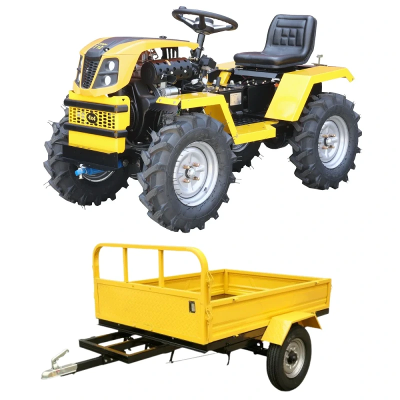 ProGARDEN Campo T12 Minitractor G2.1 4x4, 12CP, diesel, hidraulica fata-spate, roti 6.00-12 + ProGARDEN Campo RM600CT remorca 600kg