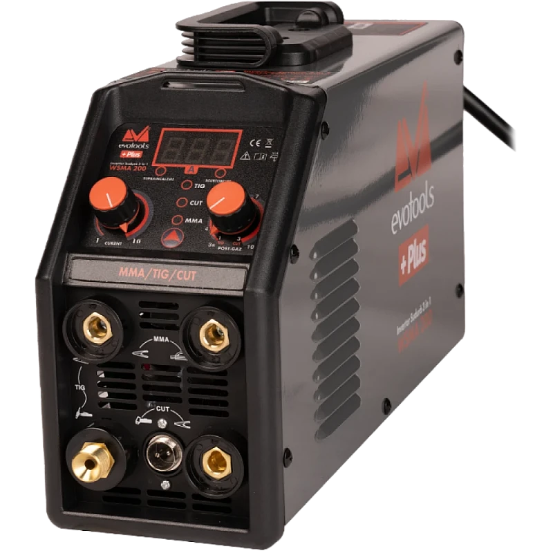 Invertor Sudura 3 in 1 cu Afisaj LED, WSMA200 EvoTools + Plus, Sudura MMA, Sudura TIG, Taiere cu plasma CUT