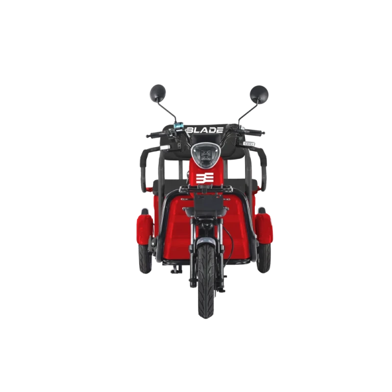 Triciclu electric Blade TRIP X2 2000 W, autonomie pana la 70 km, baterie plumb- acid 72 V 20 Ah, viteza maxima de 25 km/h, conform reglementarilor UE, fara permis, Rosu-Negru