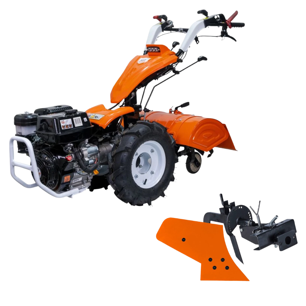 Agro Muntenia Motocultivator RURIS 977S, motor benzina 4T, 420 CC, 16 CP, 5 viteze, roti 5.00-10, cu freza de sapat S977, Plug RURIS P977