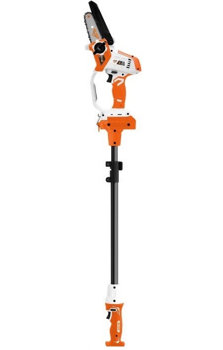 Agro Muntenia Electroferastrau telescopic pe acumulator RURIS 1424e, 20V, sina 10 cm, lant 3/8 inch, 1.3 mm, lungime brat 129-170 cm, fara acumulator, incarcator